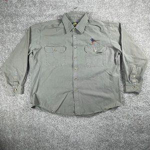 Cabela's Shirt Mens 2XL Reg Tan Duck Logo Hiking Lumberjack Nature Cabincore